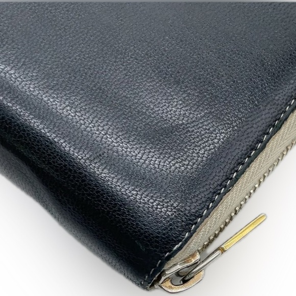 Yves Saint Laurent YSL Black Patent Leather Wallet White Accents & Box Rare - Picture 9 of 15